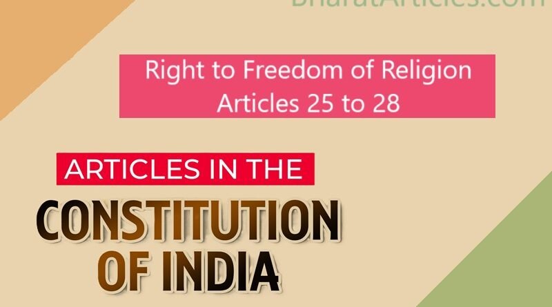 Right to Freedom of Religion: Articles 25 to 28