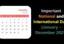 Important National and International Days (January – December 2025)