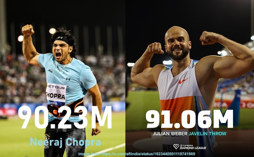 Neeraj Chopra Breaches 90m Mark, Second Place at Doha Diamond League 2025