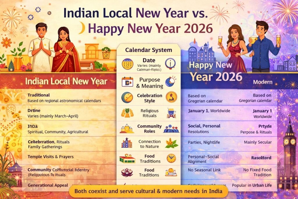 Indian Local New Year vs Happy New Year 2026: Traditions, Meanings, and Cultural Differences Explained