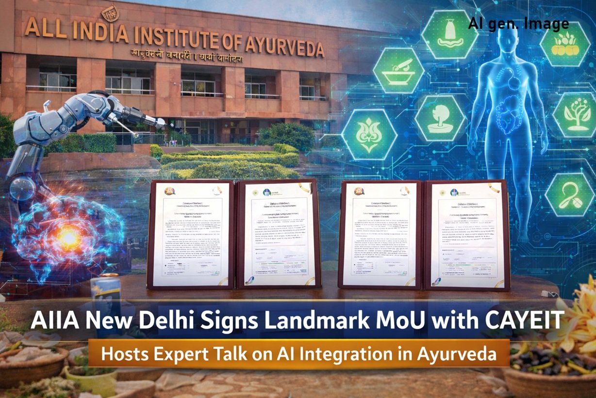 AIIA New Delhi Signs Landmark MoU with CAYEIT, Hosts Expert Talk on AI Integration in Ayurveda