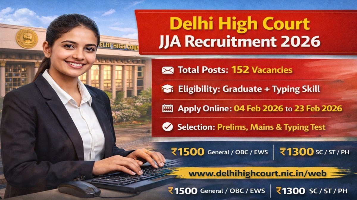 Delhi High Court JJA Online Form 2026 (152 Posts) – Apply Online, Dates, Eligibility & Selection Process